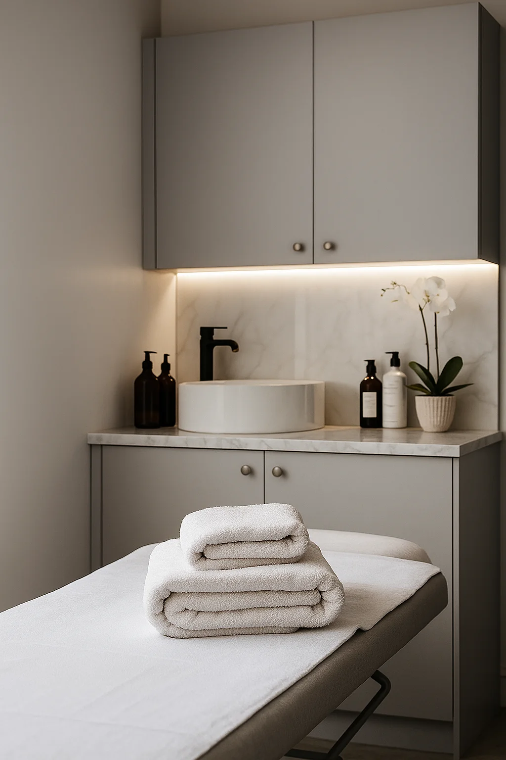 Laser hair removal treatment room at Mesglo London